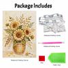 Sunflower Pearl Painting Handmade DIY 5D Creative Ornaments Living Room Home Decoration Painting with Basket Vase and Accents (129)
