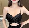 Socialite Velvet Strappy Little Black Dress - Slimming, Waist-Cinching, Hip-Hugging, Flattering Fit