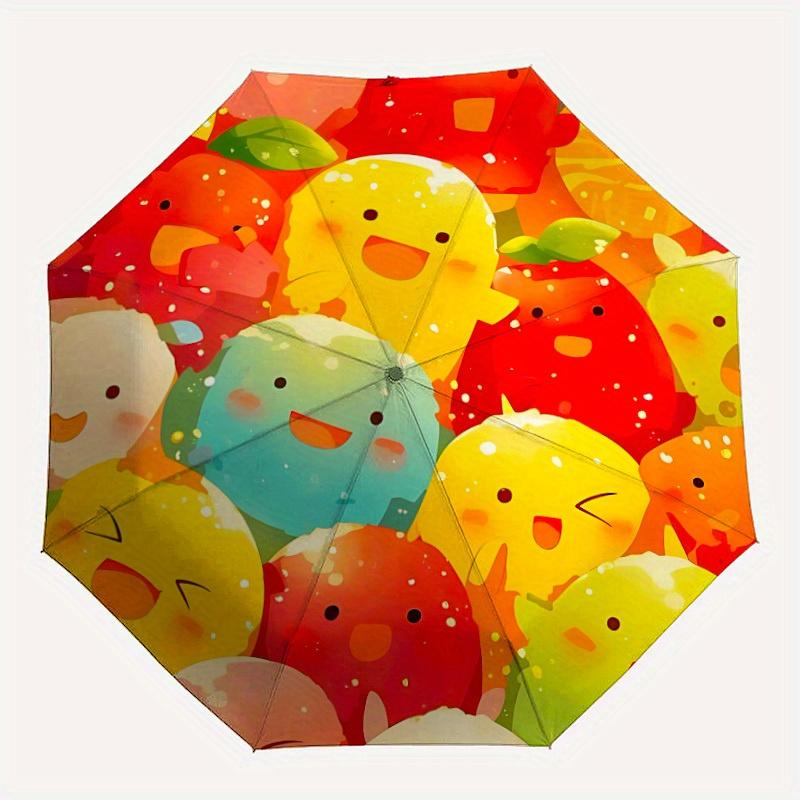 

1pc Fruits Characters Automatic Folding Umbrella, 8-Rib Sturdy Canopy, Portable Travel Umbrella for Outdoor Use,133
