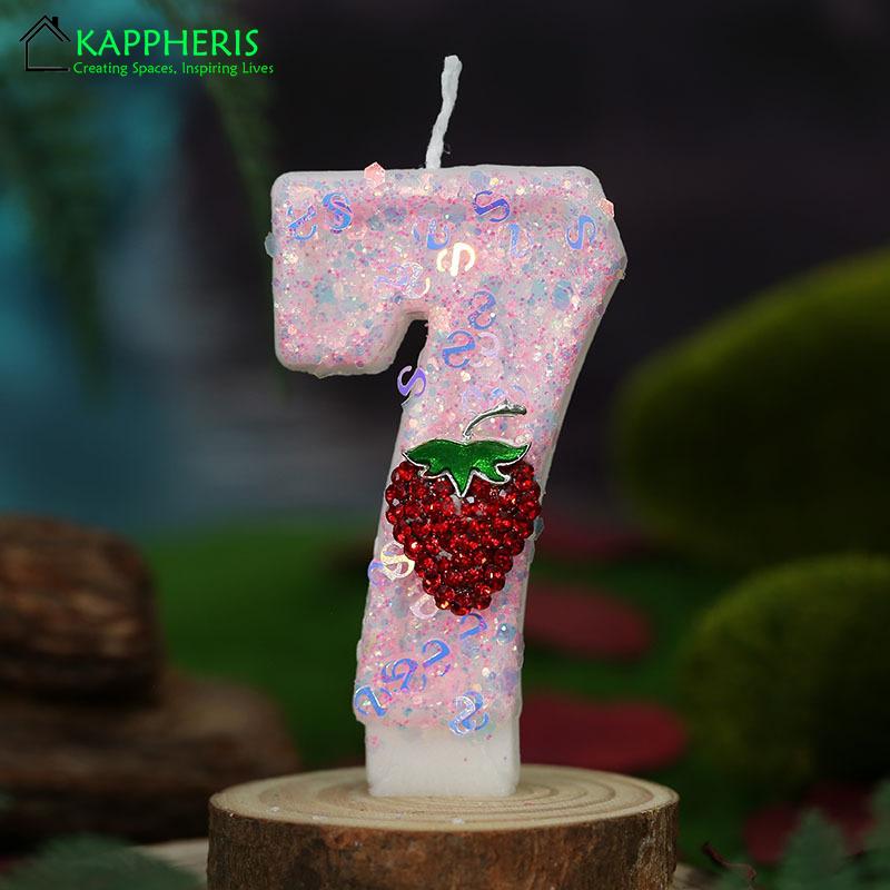 Original Birthday Number Candles Sparkling Strawberry Candle 2 Years for Cake Topper Decoration Pink Pure Bee Honey Candles for daily use