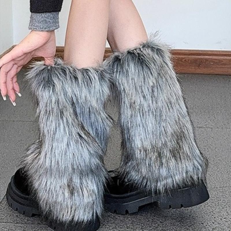 15-45cm New Grey Y2K Spicy Girl Imitation Fur Hair Leg Set Millennium Phoenix Leg Set Winter Warm Stacking Socks