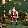 Novelty Santa Claus Statue Muscular Figurine Funny Hilarious Resin Strong Statue Durable Sculpture Christmas Collectible Desktop Ornament