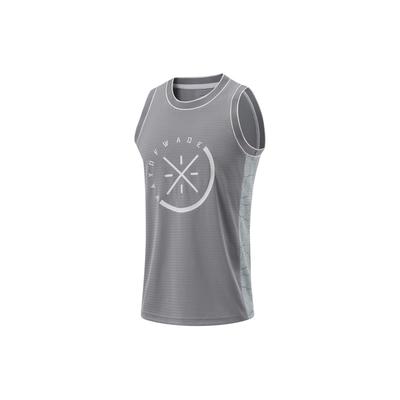 Li Ning Wade Series Buchstaben-Print Feuchtigkeitstransportierend Bequem Atmungsaktiv Basketball-Weste Herren Tops Schattengrau AAYU063-1