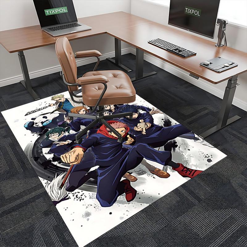 1pc Anime Cartoon Design Jujutsu Kaisen Characters Office Chair Mat Non-Slip Carpet for Home Decor, Suitable for All Seasons, Ideal Gift for Anime Lov