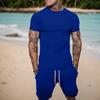 2025 Summer Street Style Men's Casual Plus Size Set - Short-Sleeved Shirt & Shorts