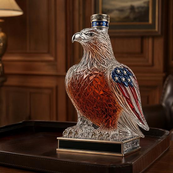 Eagle Whiskey Glass Decanter, 350ml 250th Anniversary Eagle Shaped Glass Bottle for Wine Bourbon, Unique Bar Decor & Gift for Men