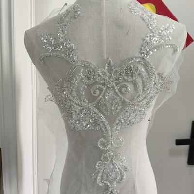 White Gold Bead Embroidery Applique Heavy Industry Accessories, Dress Decoration Accessories Diy Wedding Accessories Embroidery Applique