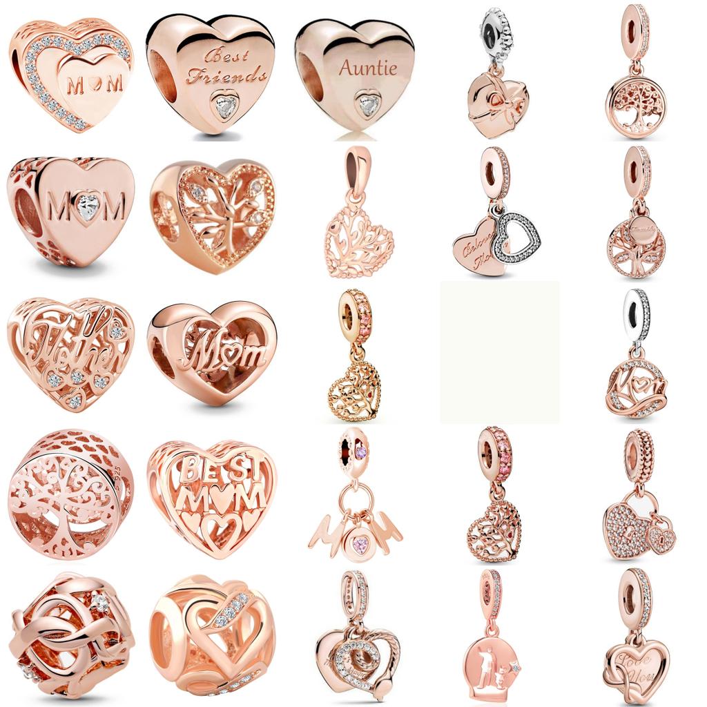 -Selling Newcopper Rose Gold Family Tree Charm Fitting Bead Suitable For Original Bracelet Diy Women'S Exquisite Jewelry