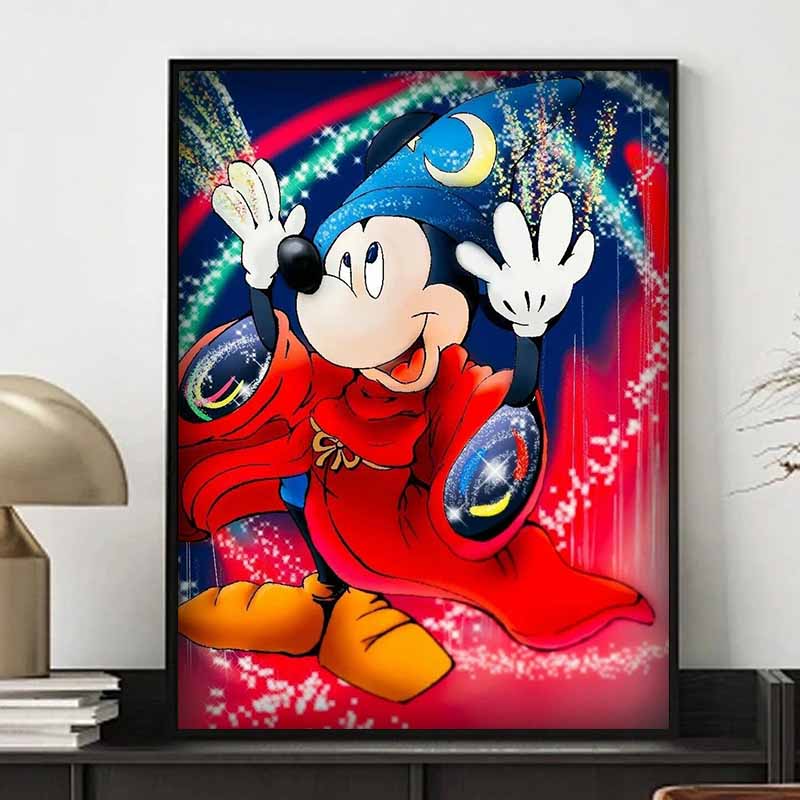 Disney Diamond Painting 5D Magician Mickey Mouse Illustration DIY Gift Suitable for Living Room Bedroom Office and Home Décor