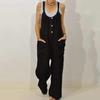 Fashion Womens Loose Summer Back Button Pocket Casual Jumpsuit