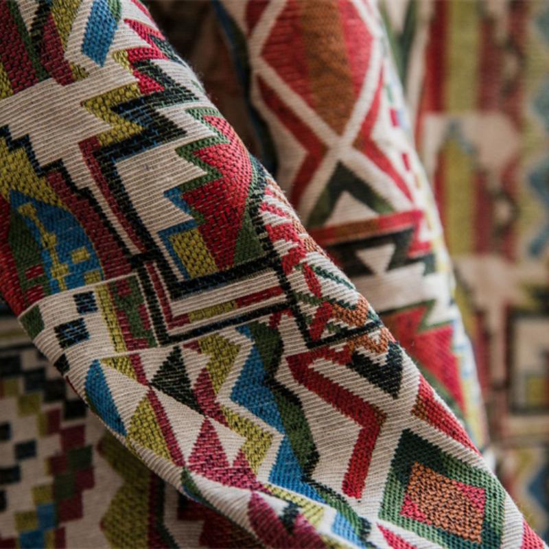 Luxury Handloom Jacquard Curtains - Certified OEKO-TEX Boho Geometric Drapes for Chef's Kitchens & Bay Window Retreats