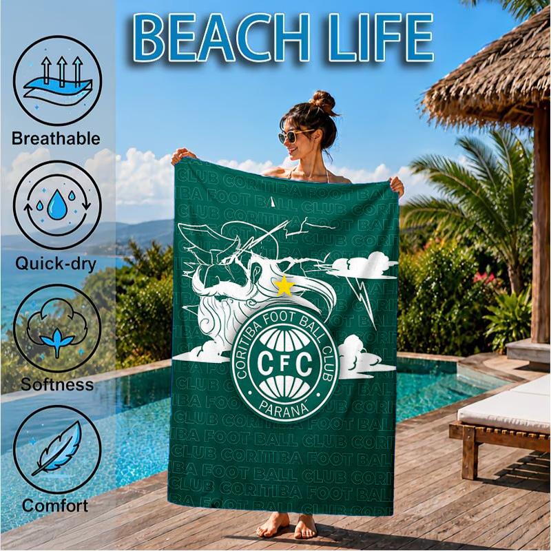 Cori-tiba Football Club Crest Printed Microfiber Beach Towel, Soft And Absorbent, Quick-Dry, Ideal for Summer Travel, Beach Essential, Swimming Pool