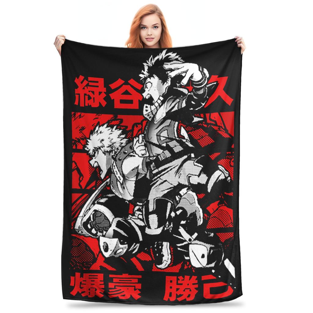 Izuku Midoriya Manga Collage Blanket My Hero Academia Manga Anime Flannel Warm Throw Blanket for Bedspread