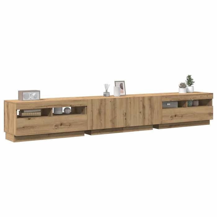 vidaXL Meuble TV avec lumières LED chêne artisanal bois d'ingénierie 3329168