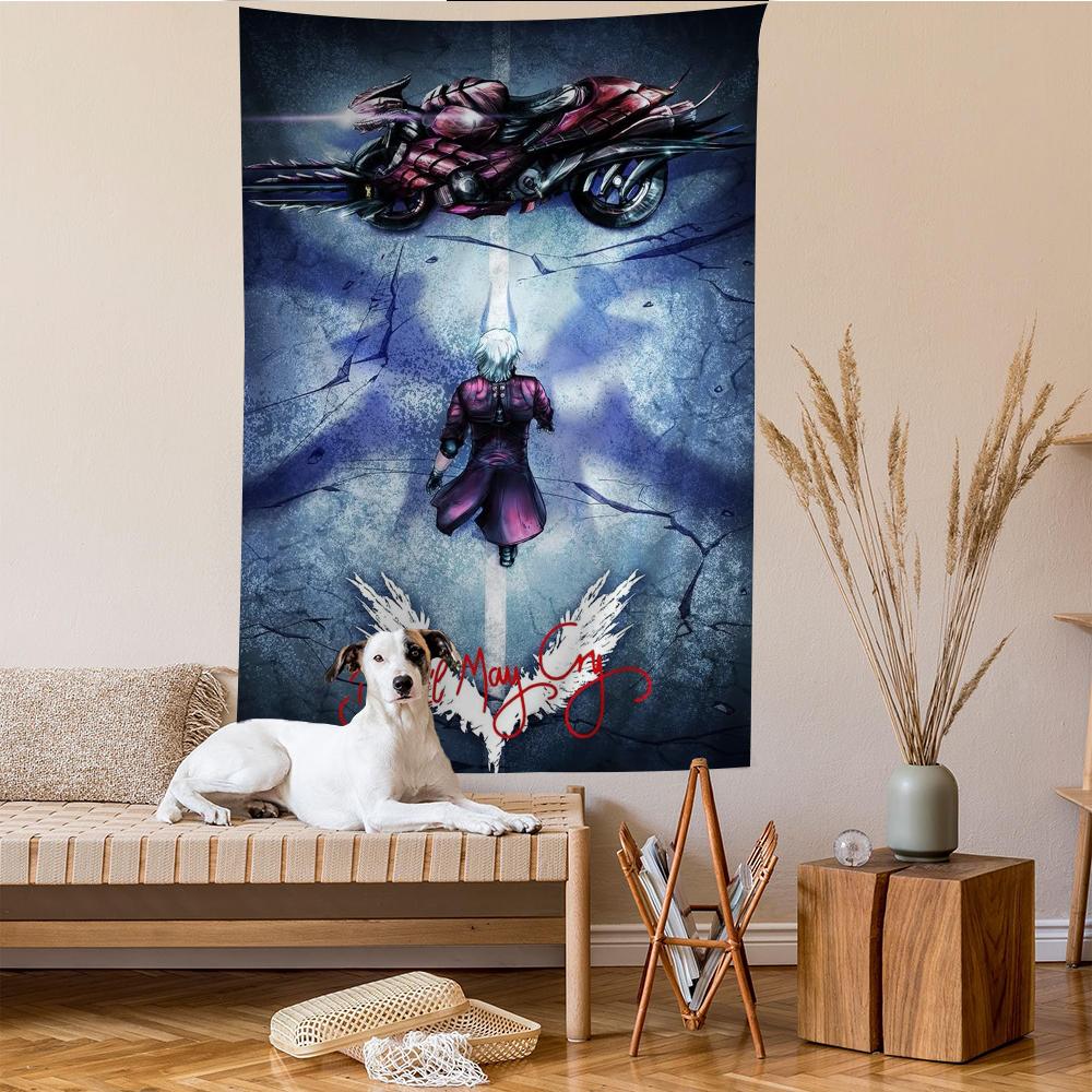 Game Devil May Cry Anime Tapestry Hippie Flower Wall Carpets Dorm Decor Cheap Hippie Wall Hanging