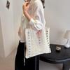 Women Crochet Shoulder Bag Large Capacity Bow Design Aesthetics Handbag Shopper Daily Shoulder Bag Casual Commuting Bag AVE
