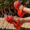 Woven Platform Sandals Women  Summer Candy Color Ankle Strap Gladiator Shoes Ladies Thick Heels Sandalias Mujer Plus Size 43
