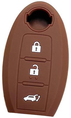 [IKT] Silicone Cover for Nissan Cars, Intelligent Key, 3 Buttons, Brown, X-Trail, Cima, Tiana,