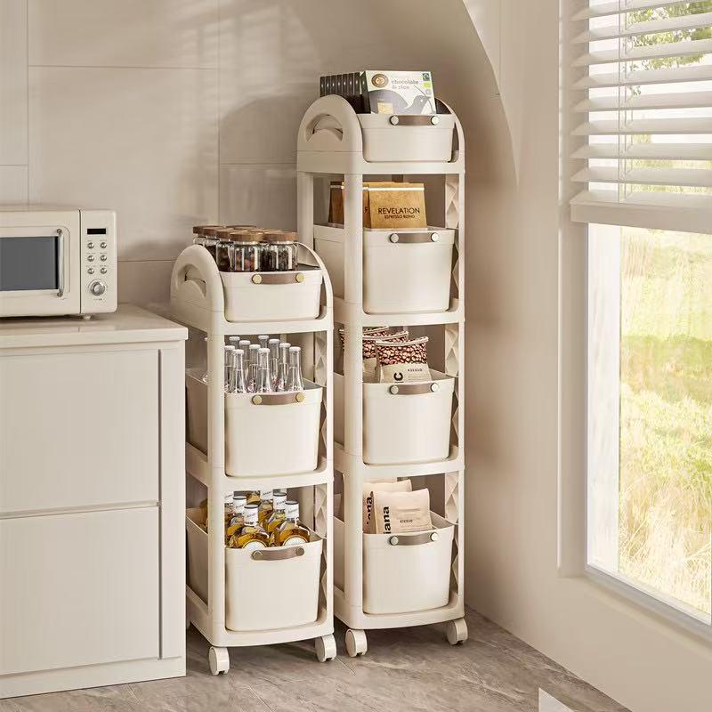 Mobile Under-Desk Storage Rack with Wheels - Backpack, Bookshelf, and Basket Organizer