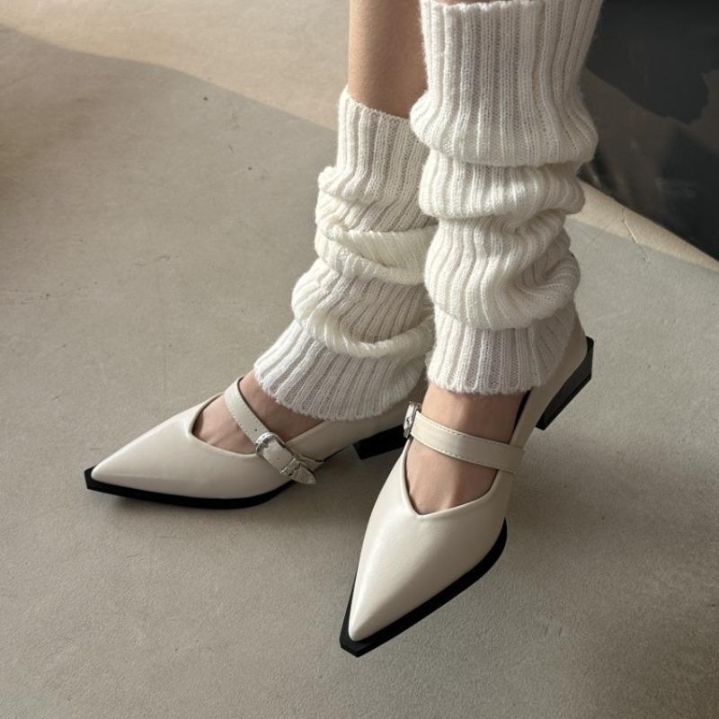 2025 Neue Mary Jane Schuhe Frühling Herbst Spitzschuh Niedriger Absatz Damen Flache Einzelpumps Damen Mode Schnallenschuhe