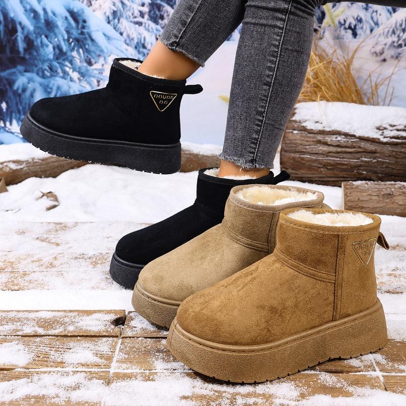 Women's Winter New Platform Snow Boots Fleece Lined Thickened Bread - Style Cotton Boots