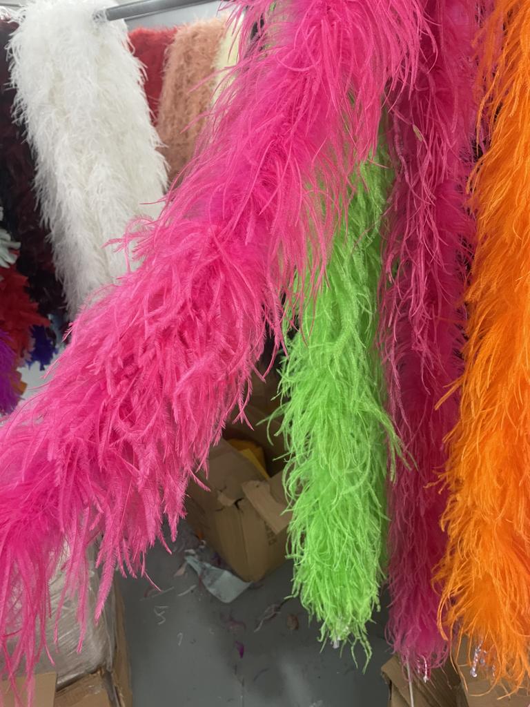 DIY Colorful Ostrich Feather Boa 6Ply Fluffy Shawl 0.5/1/2/3/4 Meter for Wedding Dress Carnival Performance Costume Party Decoration