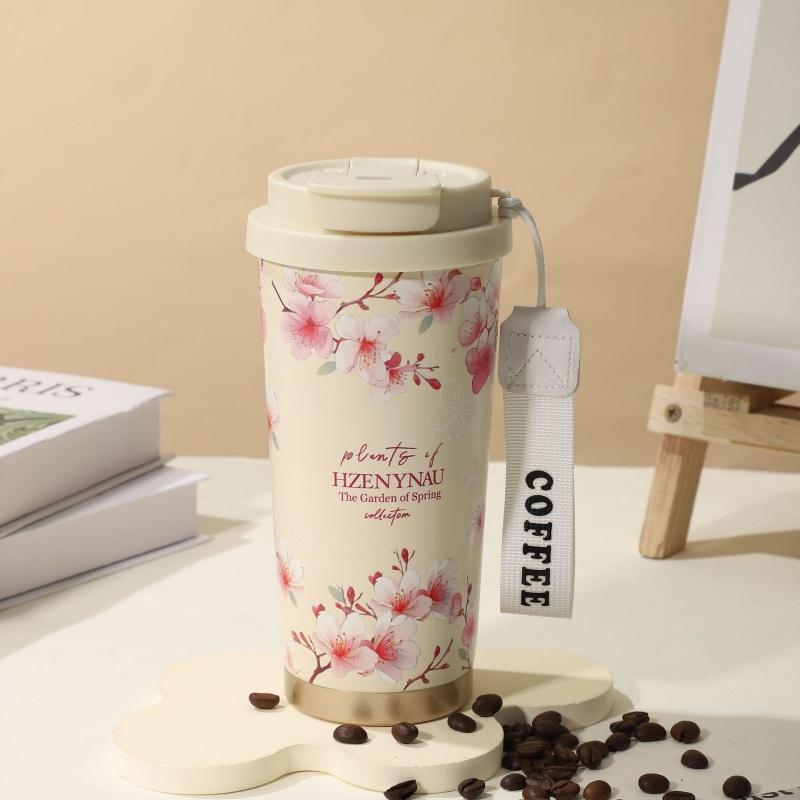 Taza Termo de 500ml Taza de Café Aislada Termo de Acero Inoxidable Taza Frío/Calor Taza de Doble Pared con Pajita Taza de Viaje Térmica para Hielo