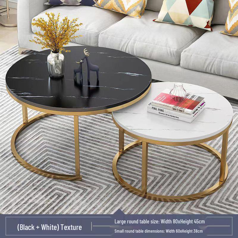 Modern Round Sintered Stone Coffee Table, 2026 Light Luxury Model for Small Apartments and Living Rooms.