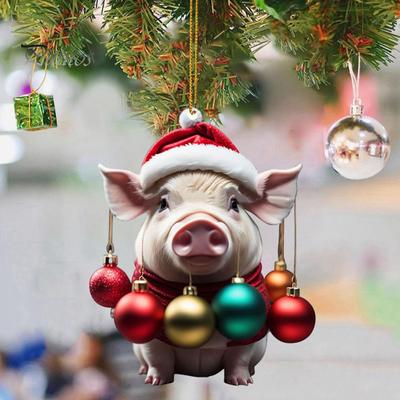 Weihnachtsanhänger, entzückender Cartoon-Schwein-Form-Weihnachtsbaum-Hängeornament für festliche Heimdekorationen