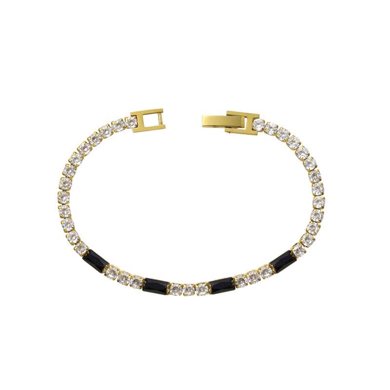 Full Diamond Stainless Steel Zircon Bracelet Women'S Fashion High-End Sense H-Shaped Buckle Plated 18K Gold Titanium Steel Bracelet