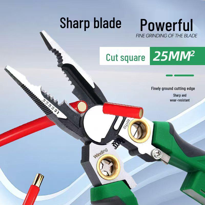2025 Model 8-in-1 Multifunctional Electrician Tool: Wire Stripper, Cutter, Puller, and Needle Nose Pliers.