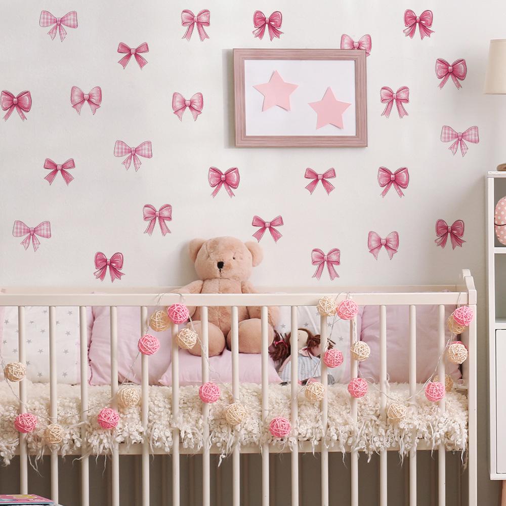 Cartoon Bow Bedroom Living Room Home Wall Background Beautification Decoration Wall Stickers
