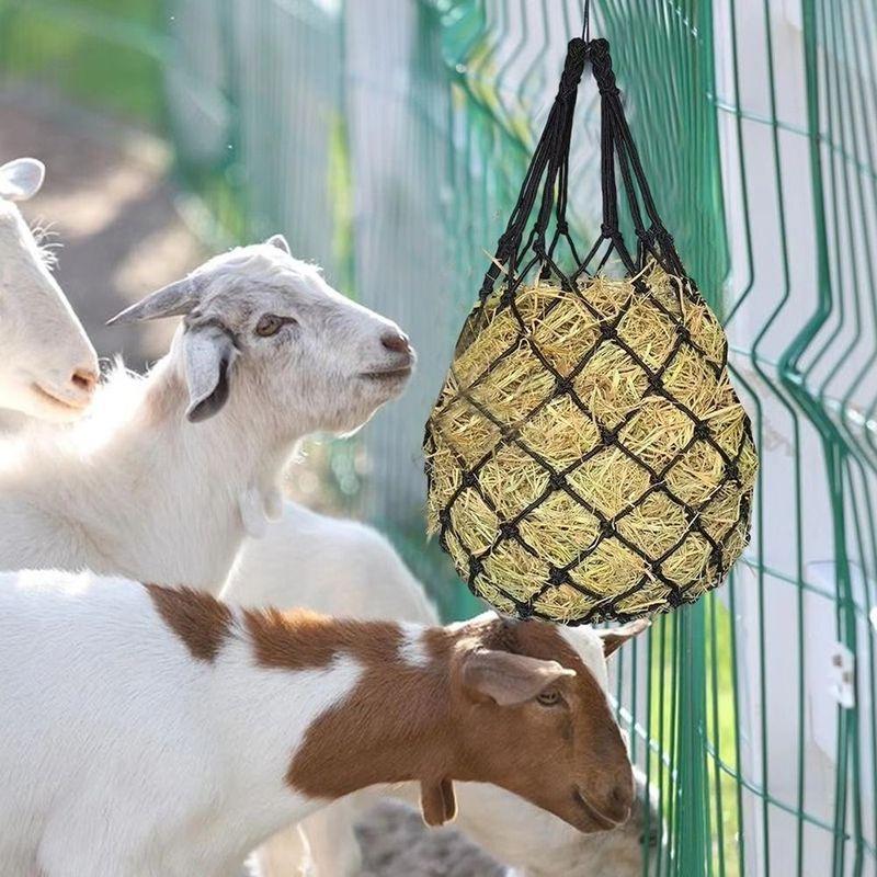 2Pcs/Set Durable Slow Feed Hay Net Large Capacity Hanging Horse Hay Bag 40inch Hay Feeder Bag Equestrian Accessory
