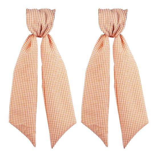 2Pcs Fall Thanksgiving Plaid Print Wreath Belt Farmhouse Ribbon DIY Craft Monogram Outdoor Indoor Autumn Decor