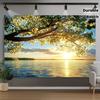 2D Flat 1pc Tree Lake and Sunset Landscape Photography Polyester Background - Elegant Home Decoration Party, Photography