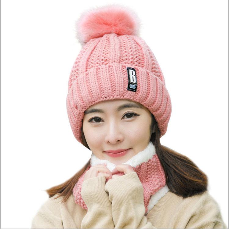 Warm Hat Children's Autumn and Winter Knitted Wool Hat Warm Plush Thickened Versatile Letter B Standard Wool Hat