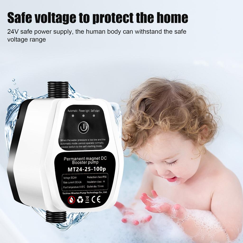 Portable Water Pressure Booster Pump 24V 100Pa Auto Shower Water Pressure Booster Intelligent Sensing Energy Saving Max