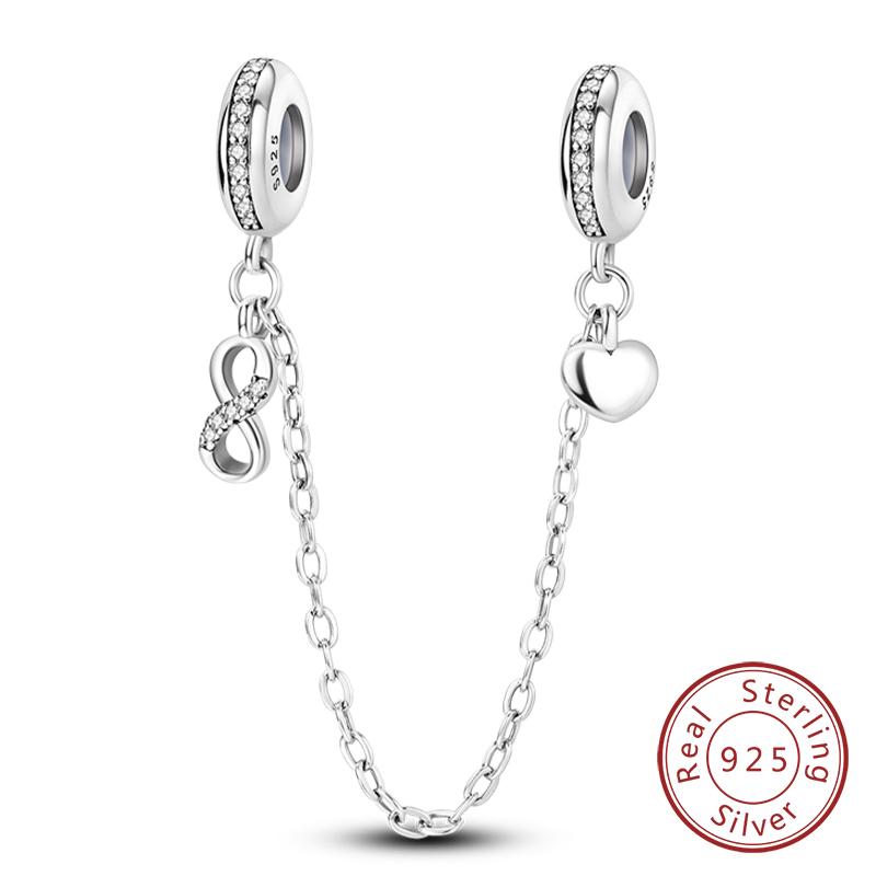 Safety Chain Charms Fit Original Copper Charms Beads Moon Star Butterfly Heart Safety Chain For Women Jewelry Gift