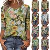 Women's Fashionable Casual Round Neck Three-Quarter Sleeve Printed T-Shirt Top