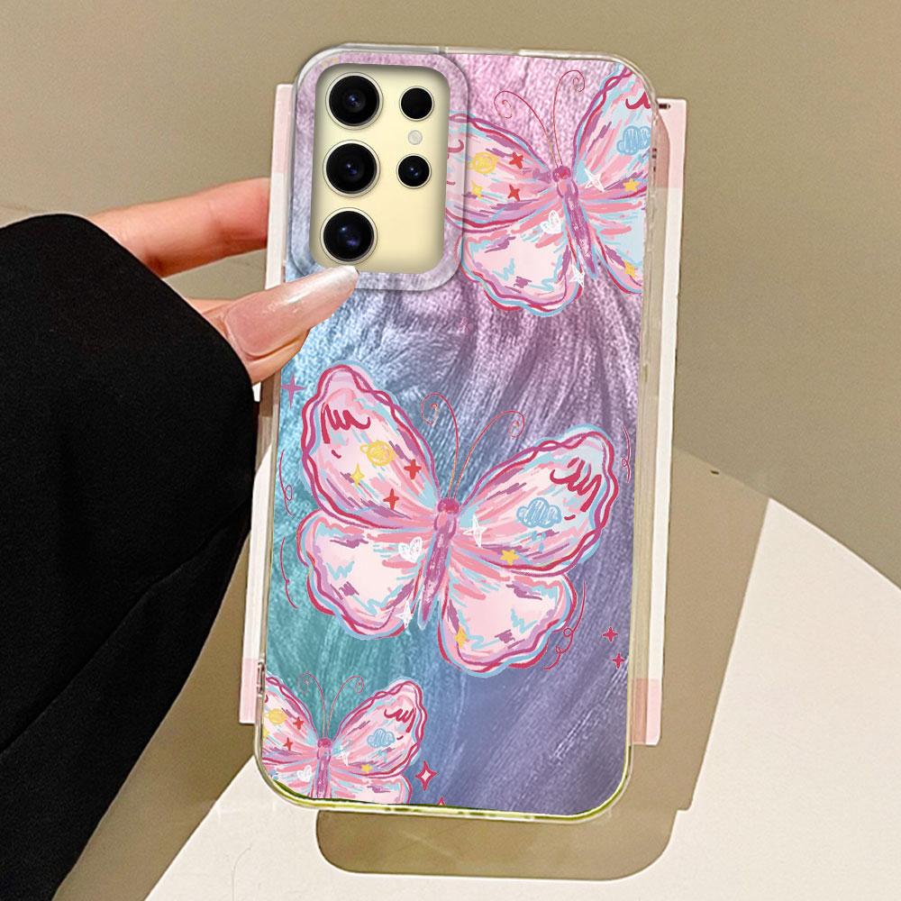 Cartoon Multicolor Butterfly Phone Case for Samsung Galaxy S25 S24 S23 S22 S21 Plus FE Ultra S24+ S25+ Shell Silicone Back Cover