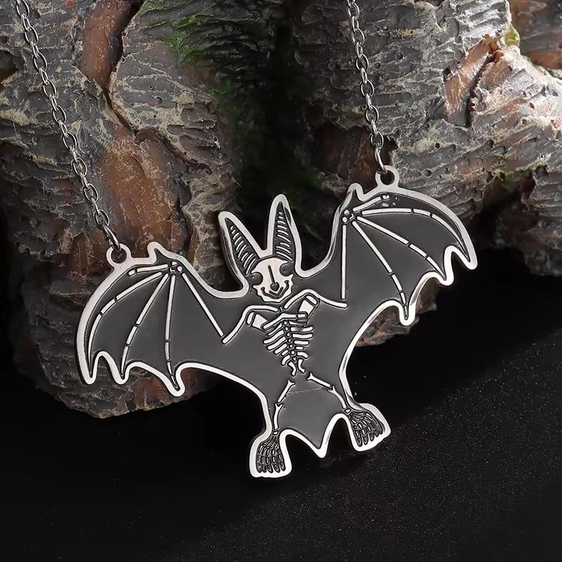 Stainless Steel Pendant Necklace for Women Men's Insect Bat Jewelry Accessories