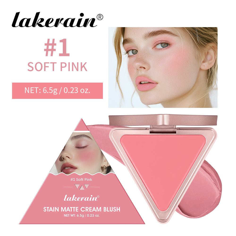 Triangle Cream Blush Cream Blush Cream Fresh Natural Nude Makeup Waterproof Blush Cream Matt Satin Long-lasting Rouge, Pink and Sexy Blush Cream