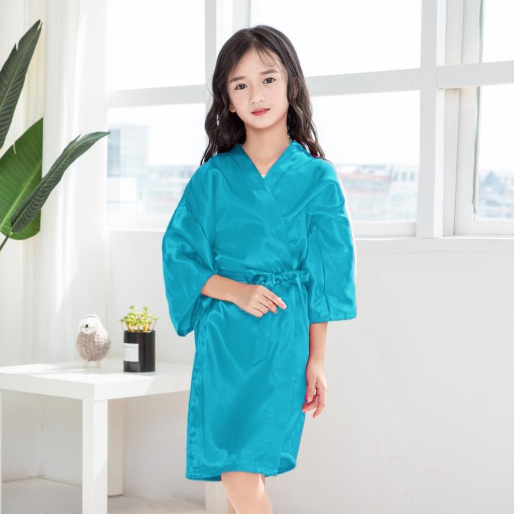 Halat de baie Confortabil și elegant Temperament Modele clasice Culoare uni Petrecere pentru copii Vară Simplu Subțire Imitație de mătase Satin Cardigan subțire Robă