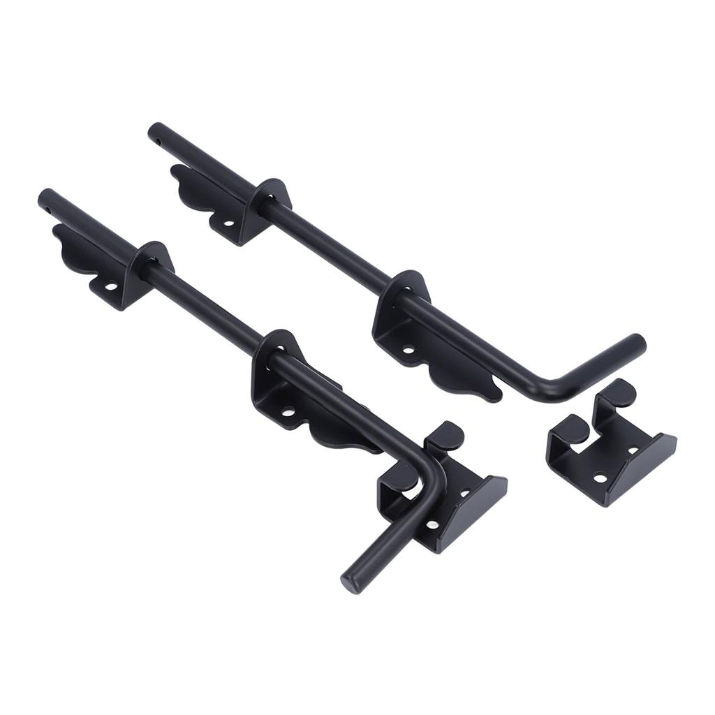 2pcs Gate Ground Latch 12 Inch Metal Heavy Duty Black Powder Coated Latch Gate Drop Rod for Single