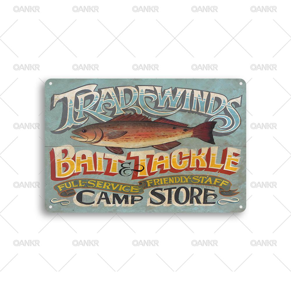 

Vintage Camping Poster Metal Tin Sign Trade Winds Bait Tackle Art Decor Metal Signs for Camp Store RV Decor Plaque Accessories 20x30cm（7.8x11.8inch）