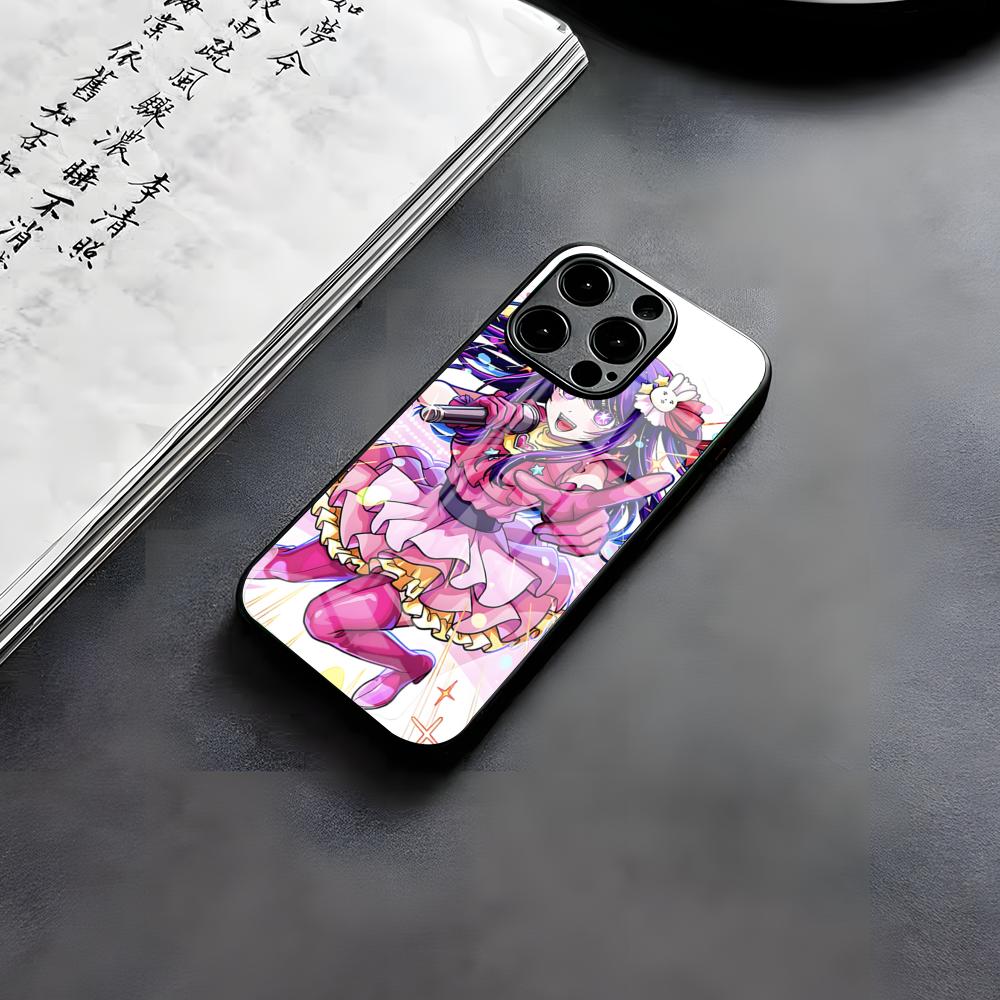 Oshi No Ko Anime Ai Hoshino Phone Case For IPhone 17 Air 16 E Pro Max 15 14 13 Mini 12 Pro 11 Max Plus Black Glass Cover