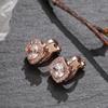 Earrings With Diamonds, Square Gold-Plated Earrings, Women'S Simple Temperament, No Ear Piercings, Earrings.