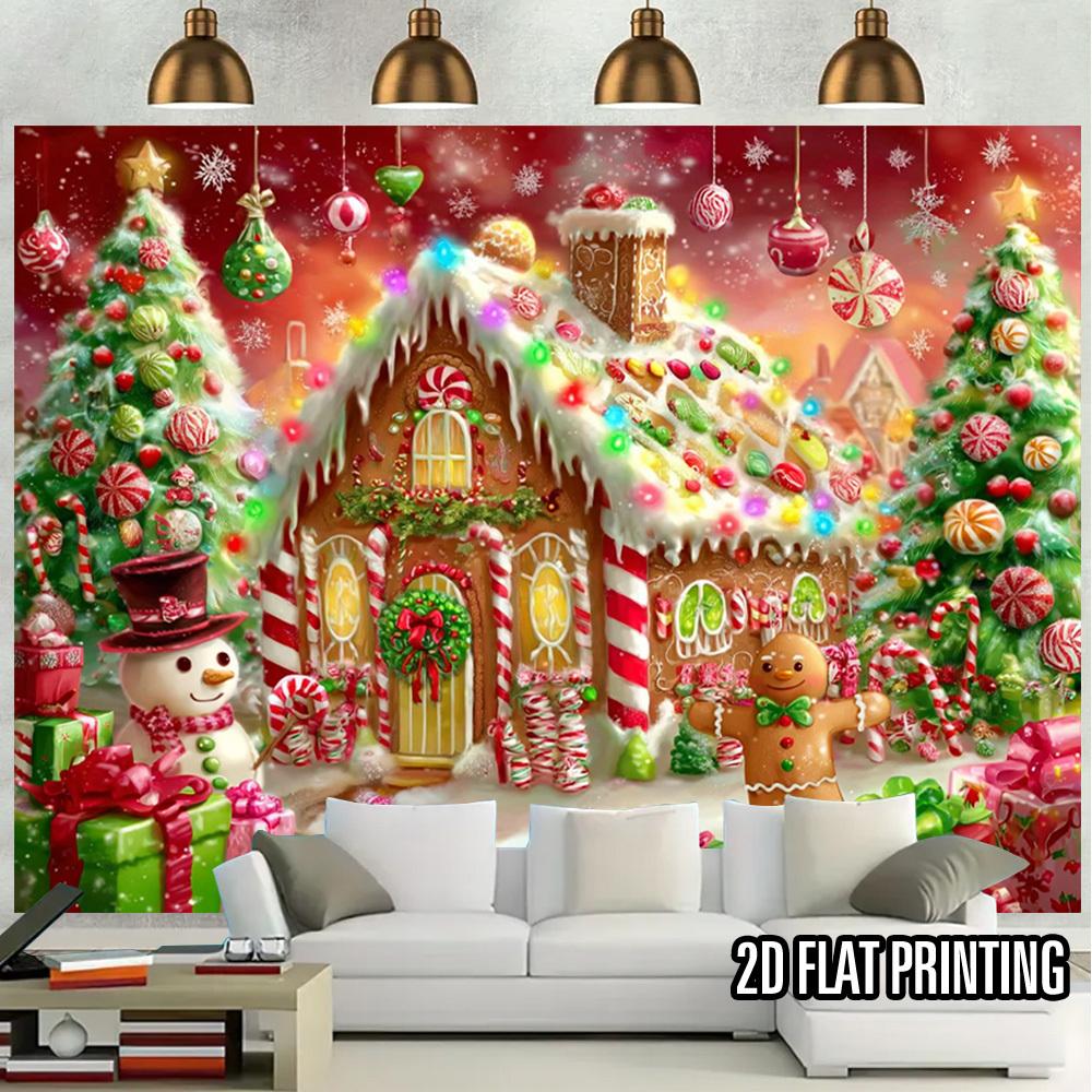 2D flat print party banner background, gingerbread man, lollipop and snowflake - Christmas, birthday, wedding