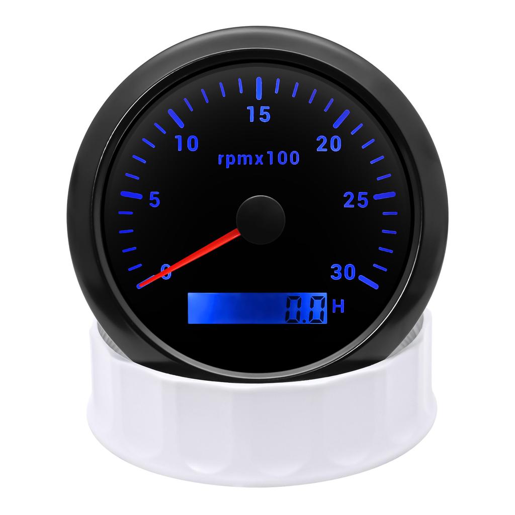 85mm Diesel Engine Tachometer With LCD Hourmeter 7 Color Backlight Tacho Gauge 3000 4000 6000 RPM For Marine Boat Car 12V/24V