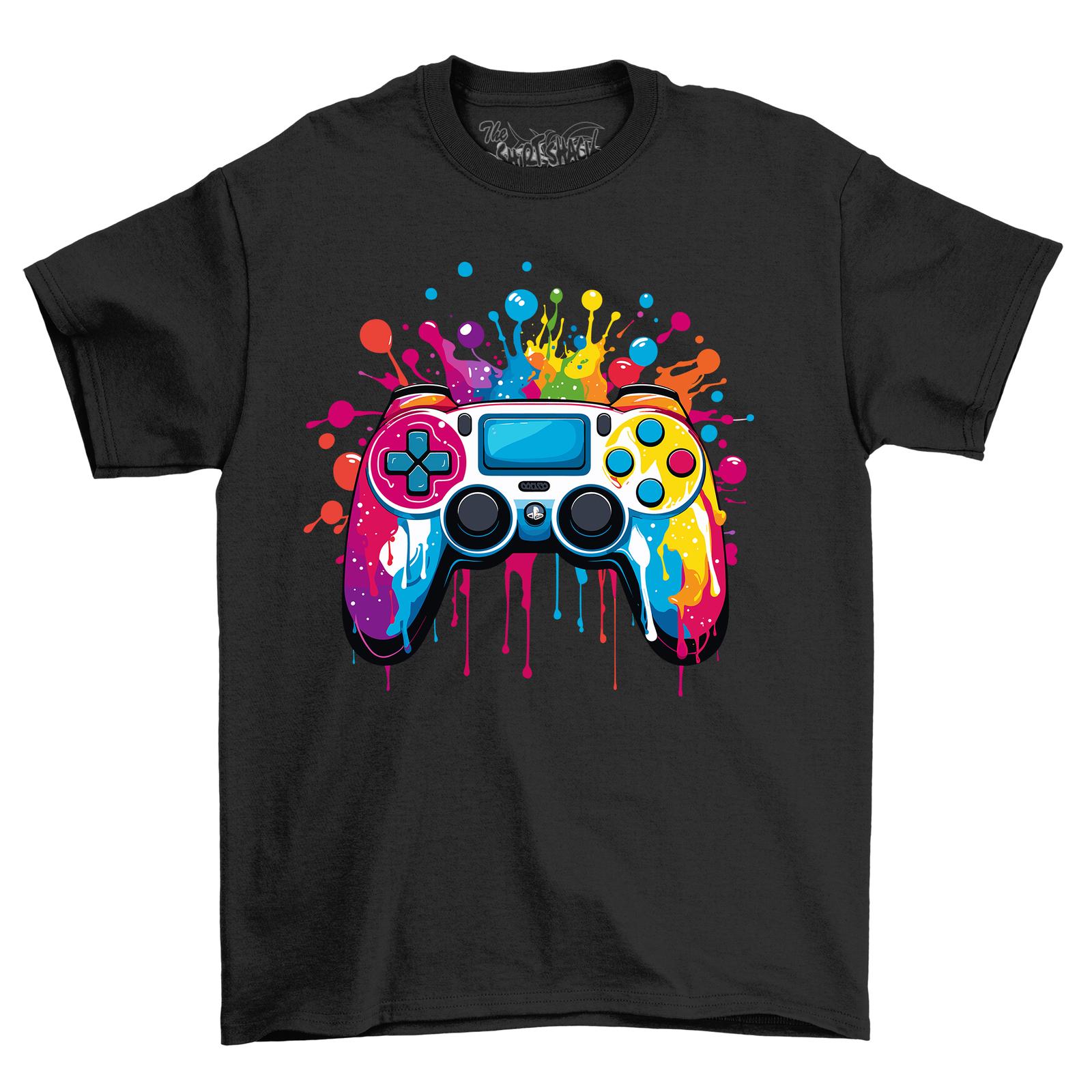 Controller Game Paint Drip Design T-Shirt Mens Womens Tees Top - Level up your style! Funny T-Shirt Mens Womens Tees Top, S